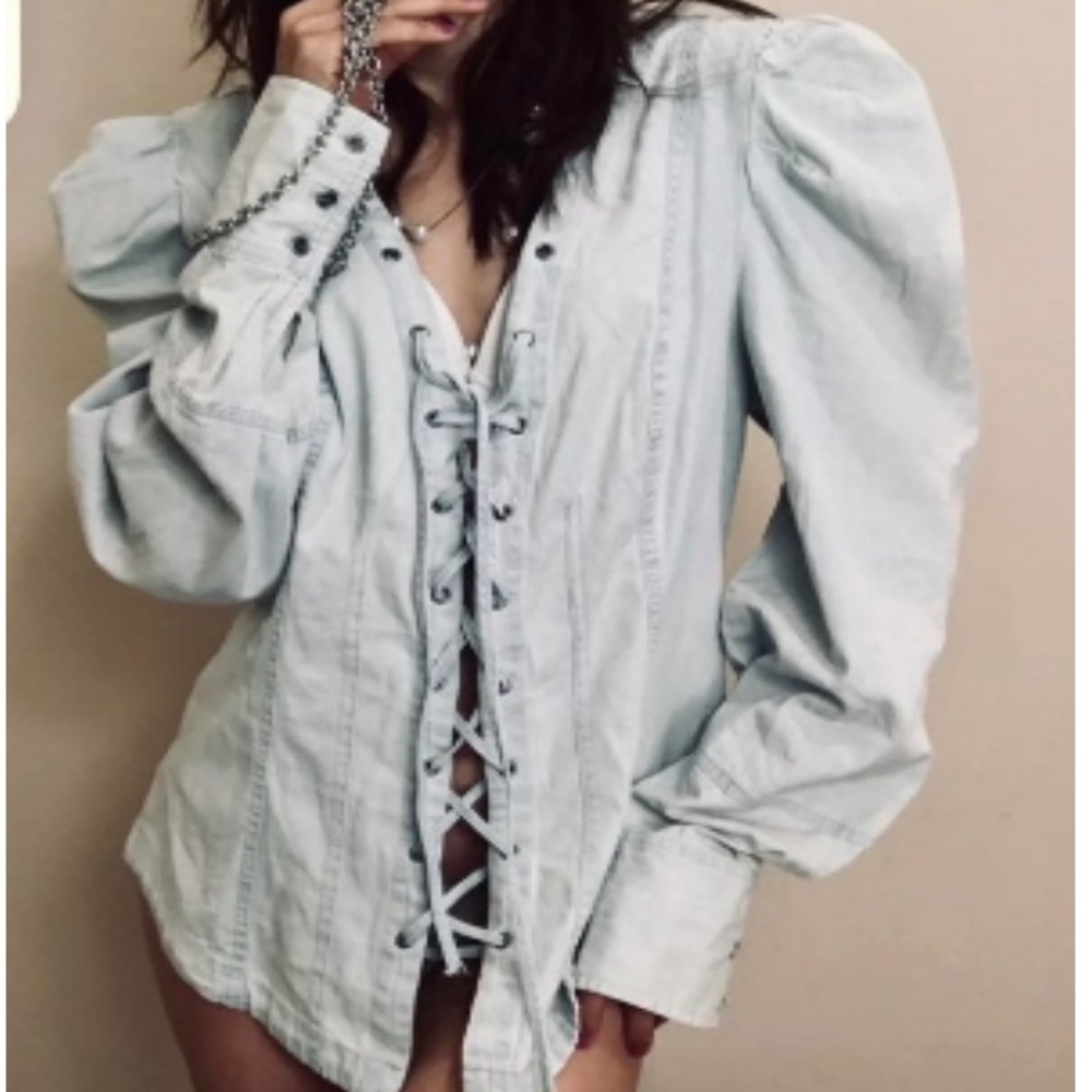 NWOT Free People Lace Up Top